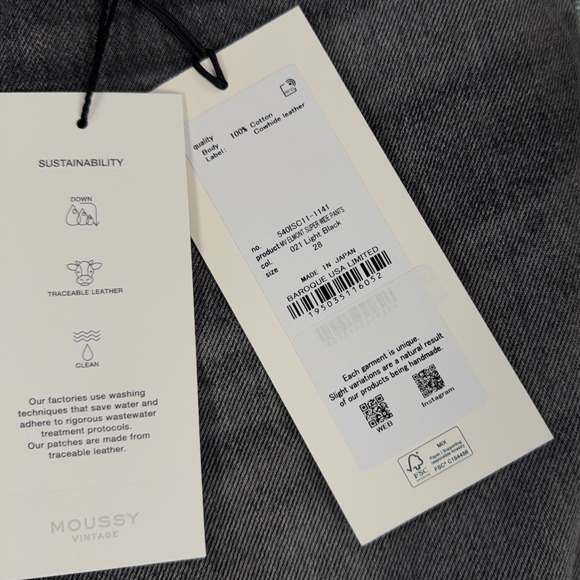 NWT Moussy Vintage Elmont Super Wide Mid-Rise Jeans size 28 Light Black - Picture 7 of 11